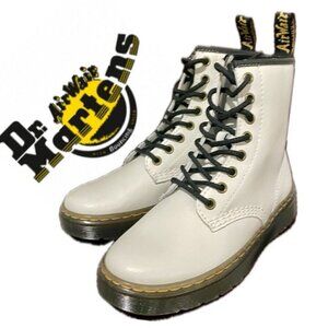 DR MARTENS COMBAT BOOTS WHITE 1460 AIRWAIR RUGGED SZ 3Y Woman5 BIKER CORE‎ MOTO